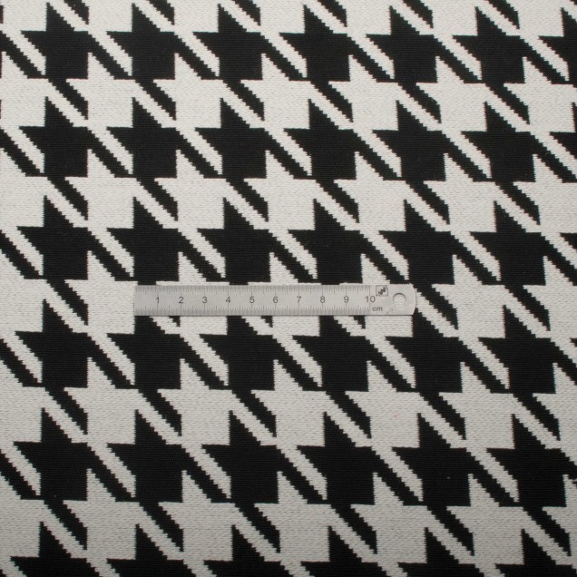 Photographie d'un tissu Jacquard Pied De Coq Noir/blanc