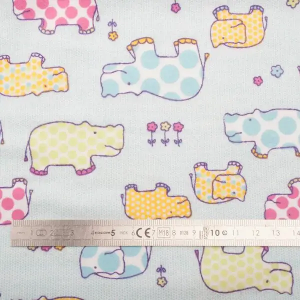 Flanelle De Coton Hippo Bleu