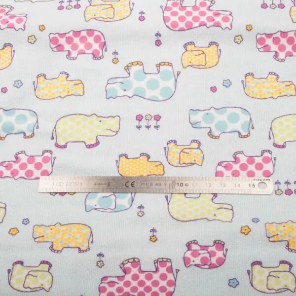 Flanelle De Coton Hippo Bleu – Image 2