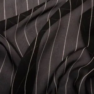 Tissus Voile Polyester Rayé Noir