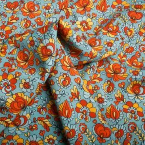 Tissus Viscose Flower Gris/orange