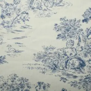 Tissus Toile Jouy Jacquard Bleu