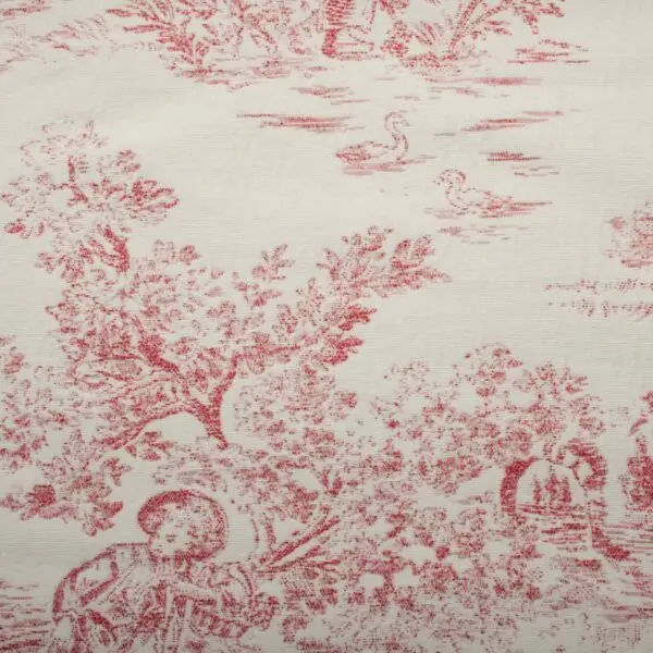 Tissus Toile Jouy Jacquard Rose