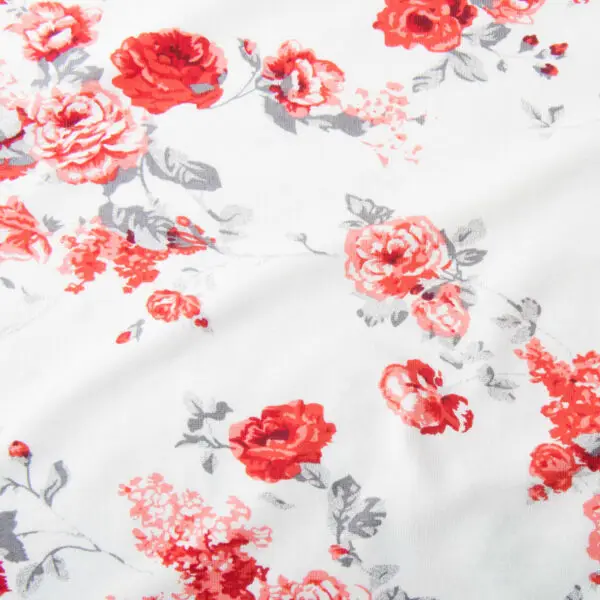 Jersey Viscose Bouquet / Roses Ecru