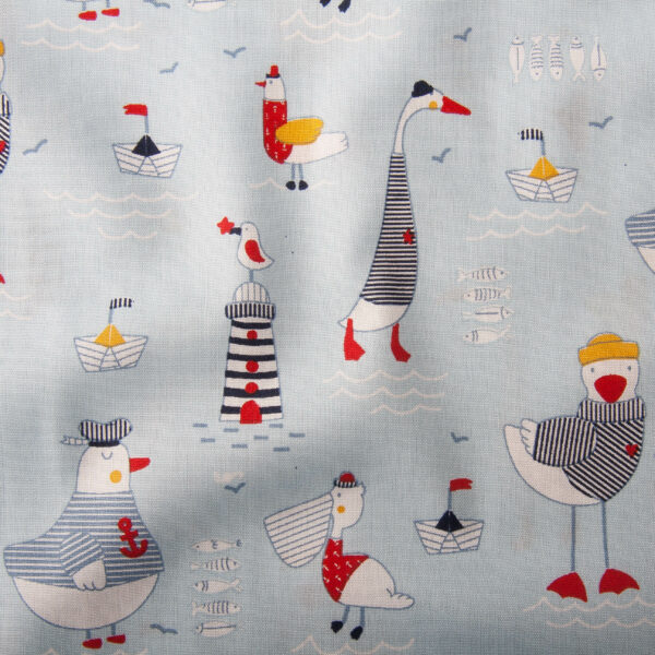 Coton Bord De Mer Poppy Bleu Ciel