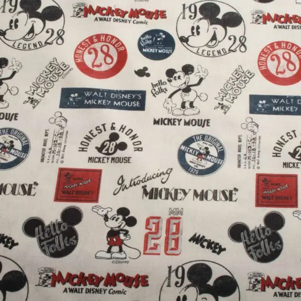 Tissus coton mickey vintage ecru