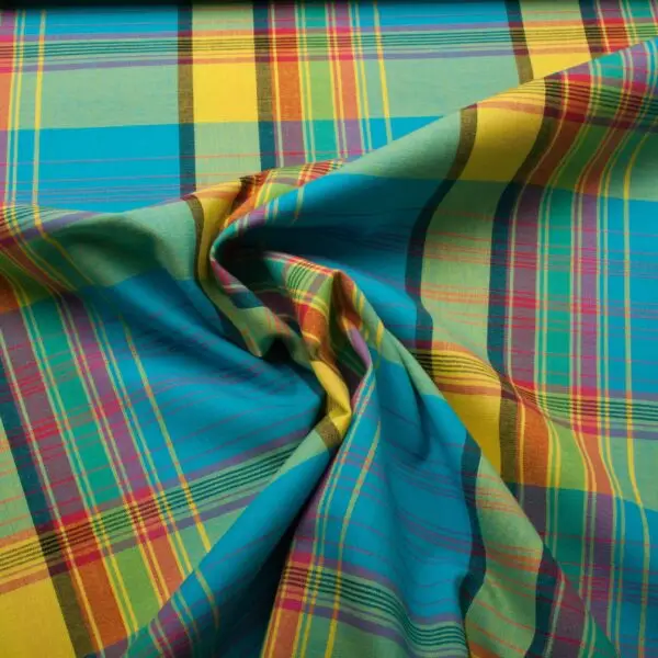 Tissus popeline chemise madras vert – Image 2