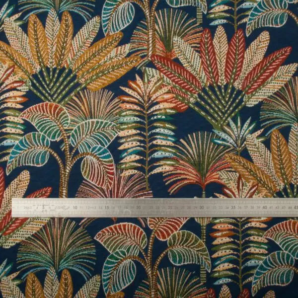 Tissus ameublement jacquard tropical pétrol – Image 2