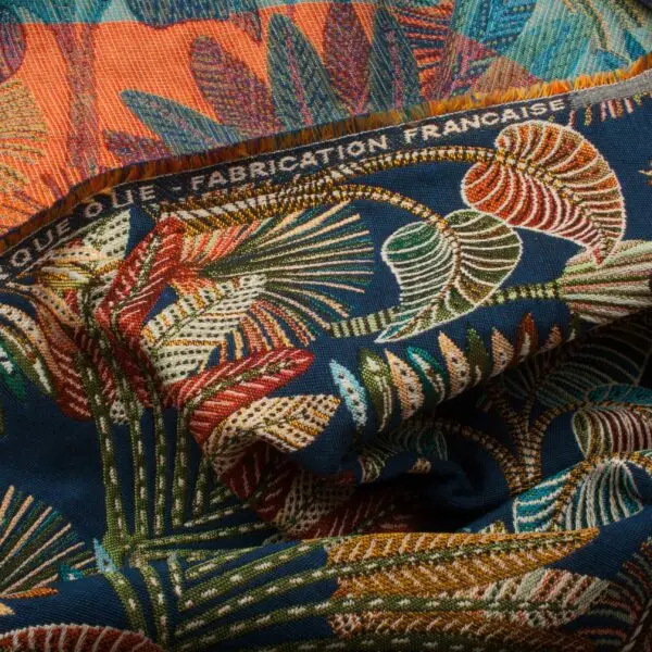 Tissus ameublement jacquard tropical pétrol – Image 3