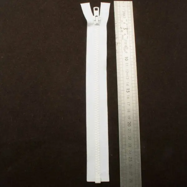 Fermeture éclaire moulé blanc 25cm – Image 3