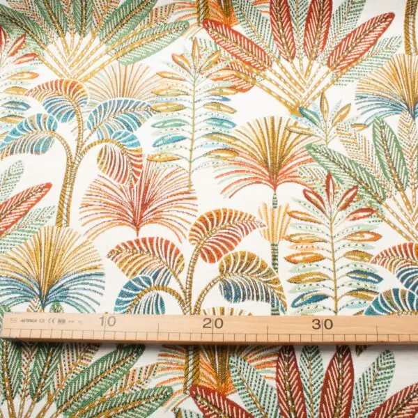 Tissus ameublement jacquard tropical blanc – Image 2
