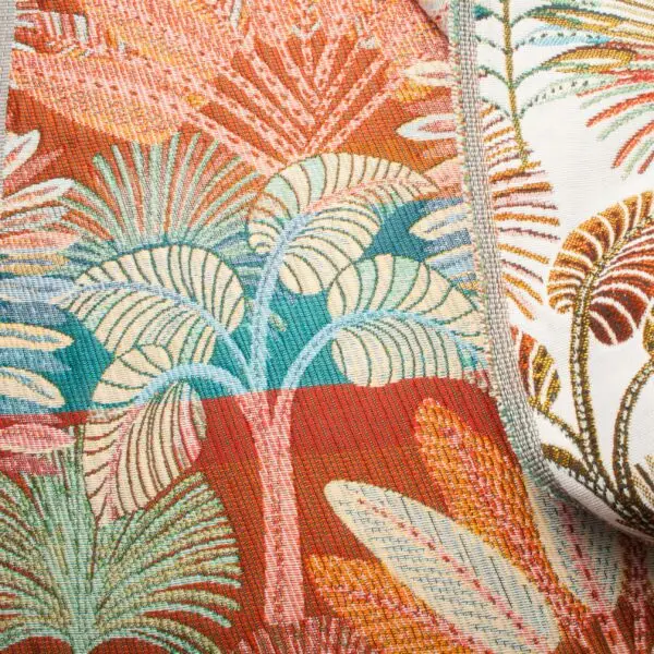 Tissus ameublement jacquard tropical blanc – Image 3