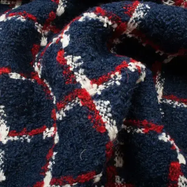 Tissus Tweed Marine blanc – Image 3