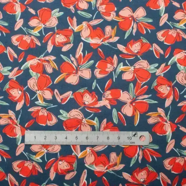 Tissus viscose blossom marine – Image 2