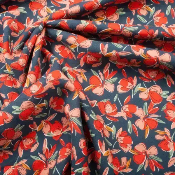 Tissus viscose blossom marine – Image 3