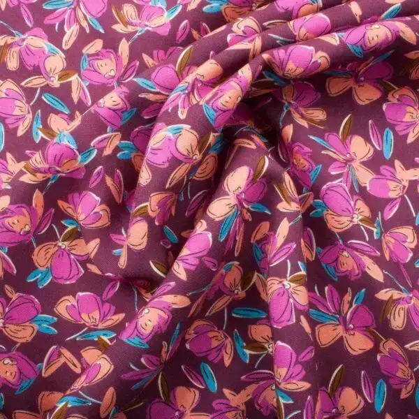 Tissus viscose blossom prune – Image 3