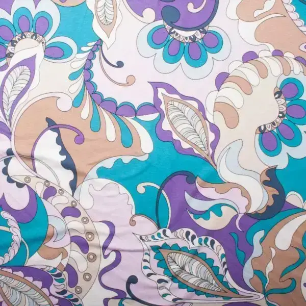 Tissus jersey viscose paisley corail