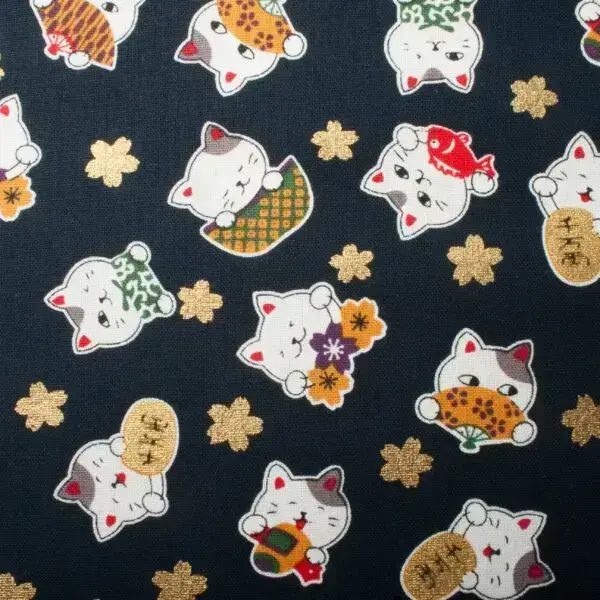 Popeline de coton chats japonnais – Image 3